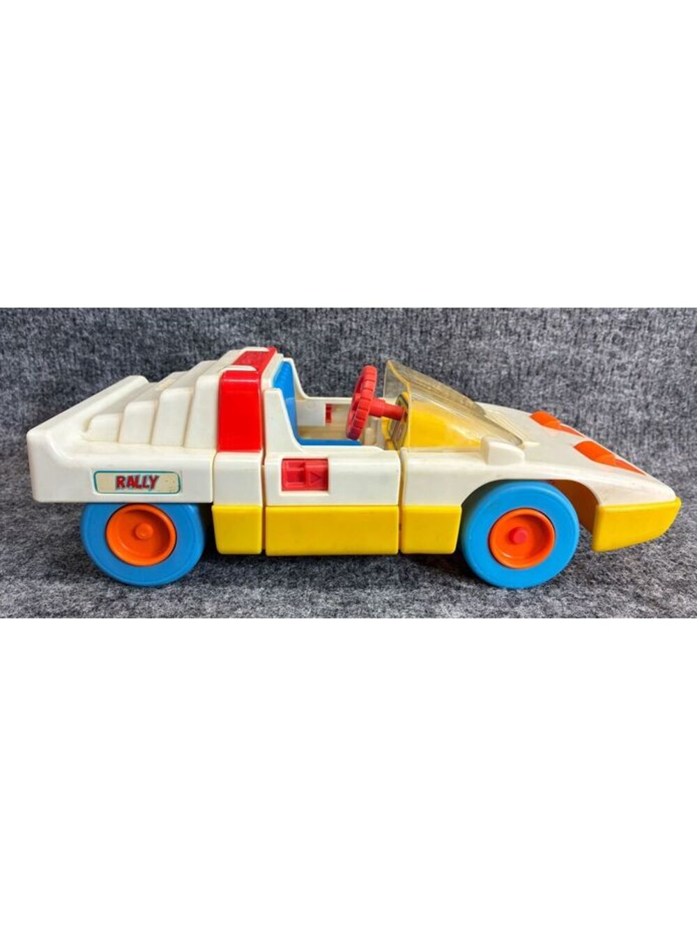 Vintage Chicco First Sportscar Rally Toy Car (Made in Italy) White Blue Yellow